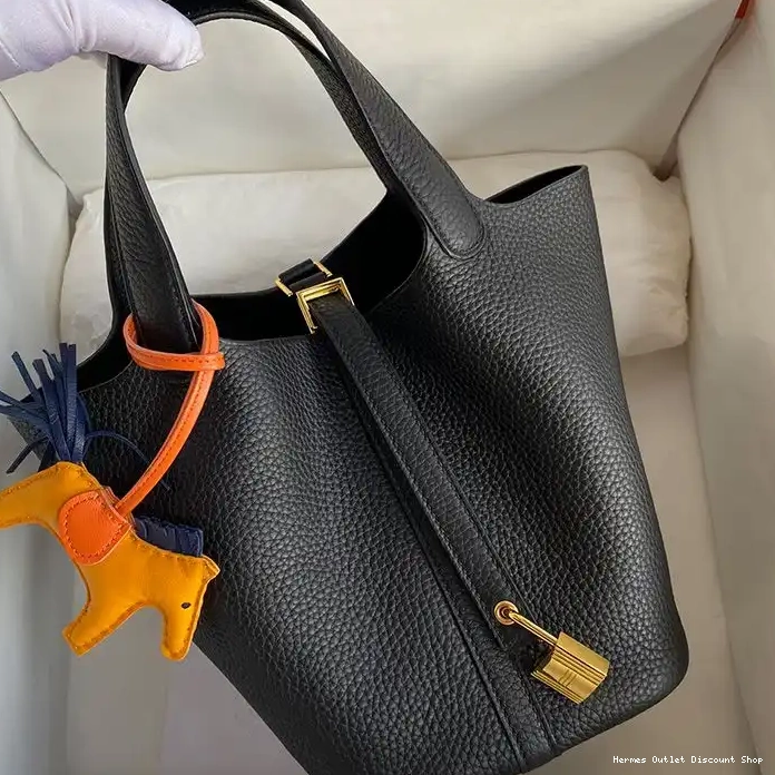 Affordable Palladium Bag Gold Picotin Leather Clemence In Black Hermes Lock Hardware 0215