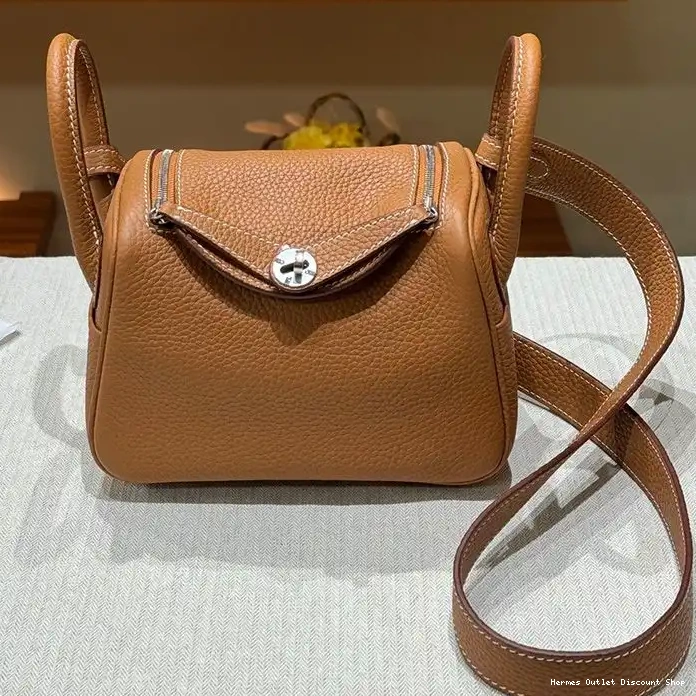 Cheap Palladium Bag Lindy Brown Hardware In Hermes Mini Togo Leather 0221