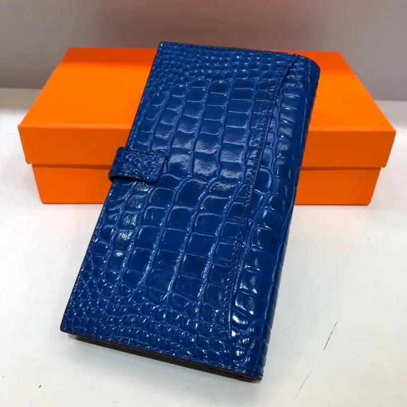 Affordable Hermes Bearn Wallet Alligator Leather Gold Hardware In Blue 0201