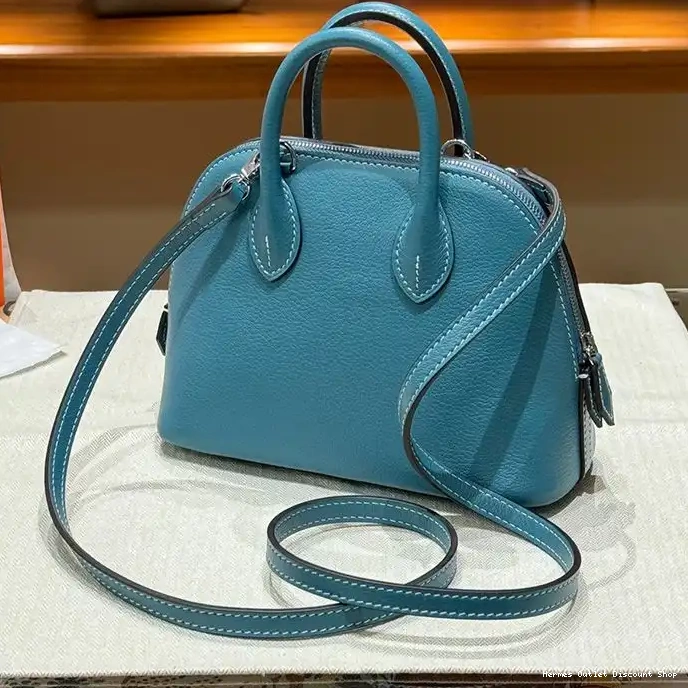 Affordable Blue Leather Chevre Mini Palladium Hermes Bag In Hardware Bolide 0217