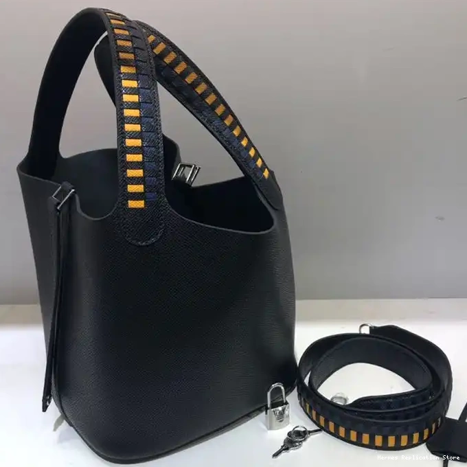 Affordable Bag Epsom Tressage Black Palladium Leather Picotin Hardware In Lock Hermes 0212