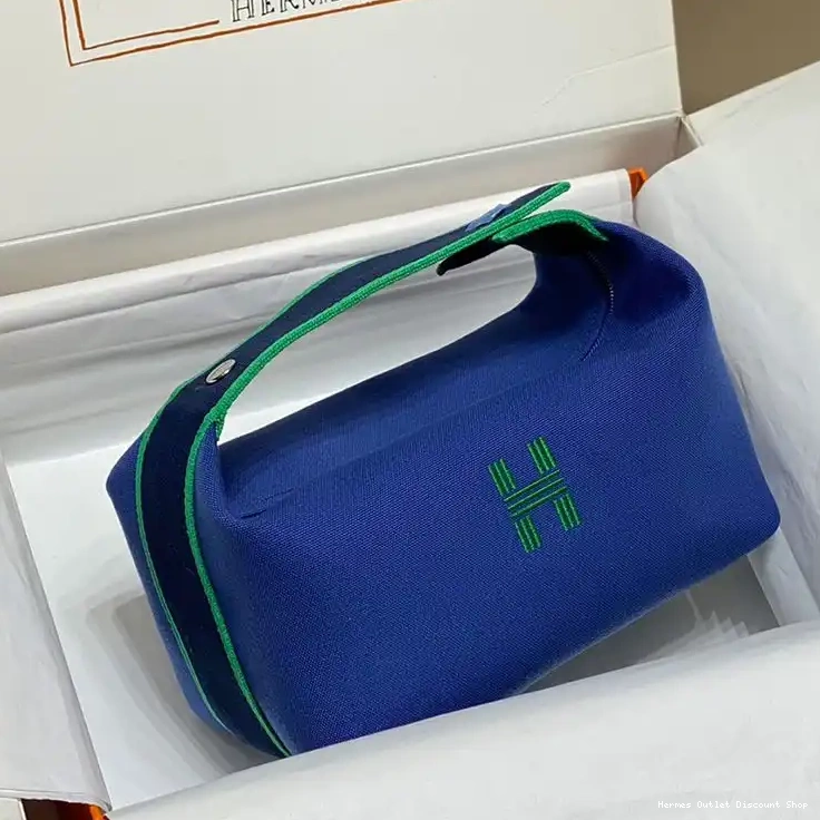 Affordable Palladium Hermes Case Bride-A-Brac In Green Blue Trousse Hardware Canvas 0211