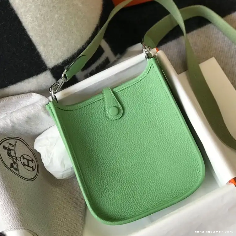 Affordable In Evelyne Leather Mini Clemence Palladium Bag Hardware Mint Green Hermes 0219