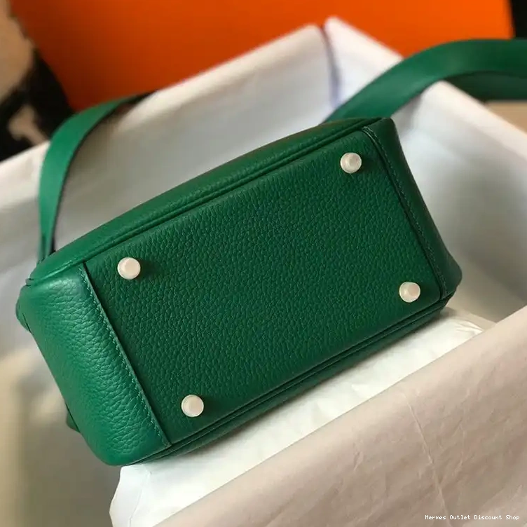 Cheap Gold Hermes Green Leather In Lindy Togo Bag Hardware Mini 0219