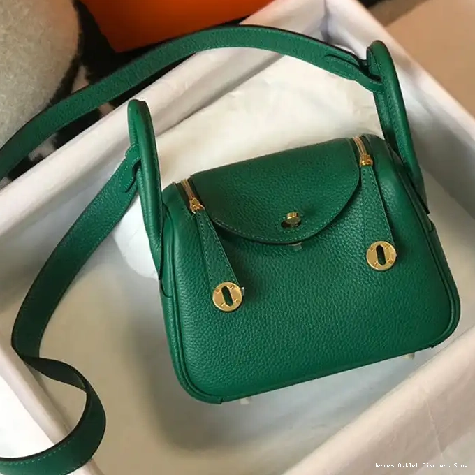 Cheap Gold Hermes Green Leather In Lindy Togo Bag Hardware Mini 0219