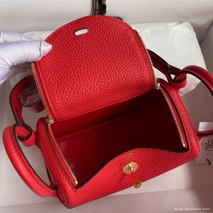 Cheap Mini Hardware Red Bag Leather In Lindy Hermes Gold Togo 0211