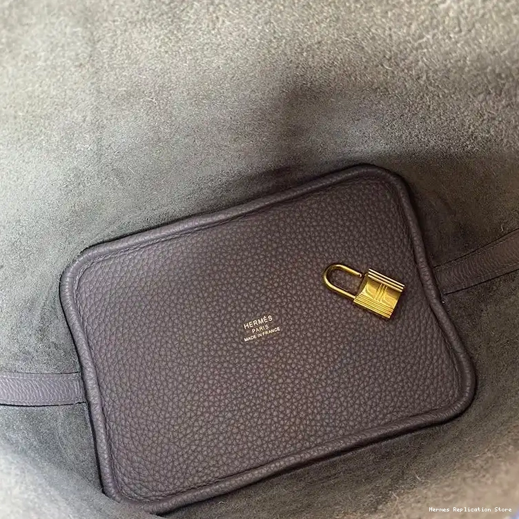 Affordable In Hardware Lock Gold Leather Clemence Hermes Bag Etain Palladium Picotin Grey 0216