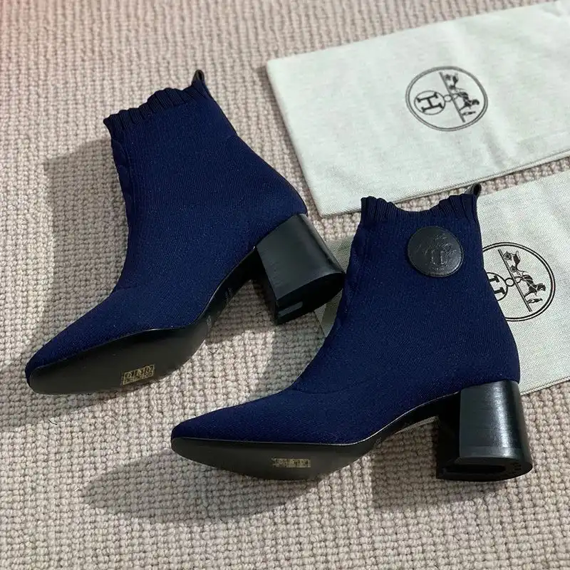 Affordable Hermes Volver 60 Ankle Boots Women Knit In Blue 0205