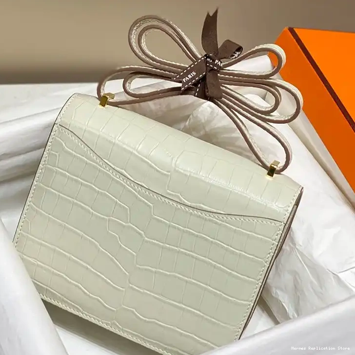 Affordable In Leather Gold Hermes Alligator Constance White Bag Hardware 0216