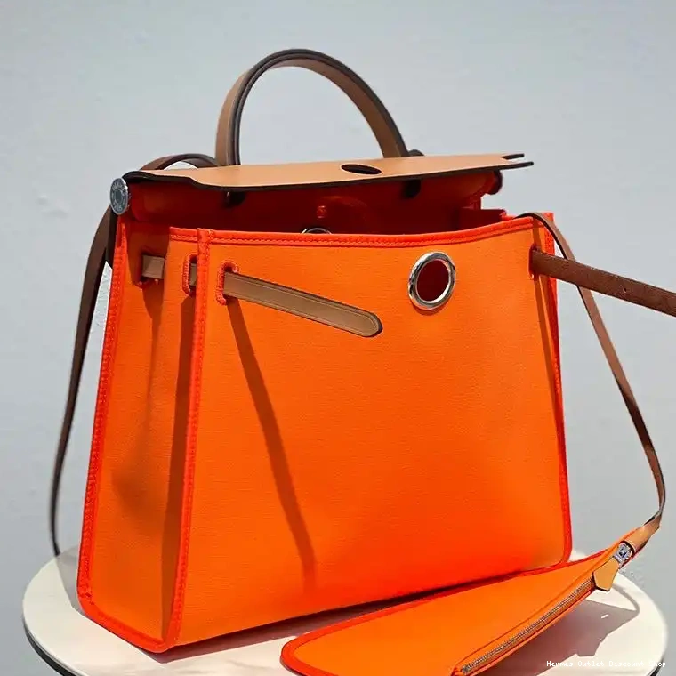 Affordable Orange Herbag Hermes Brown Palladium In Bag Hardware Canvas 0212