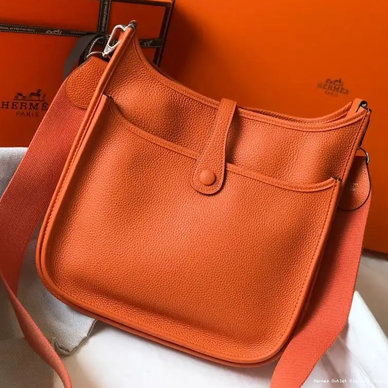 Affordable Clemence Leather Hermes Bag Hardware Palladium In Evelyne Orange 0210