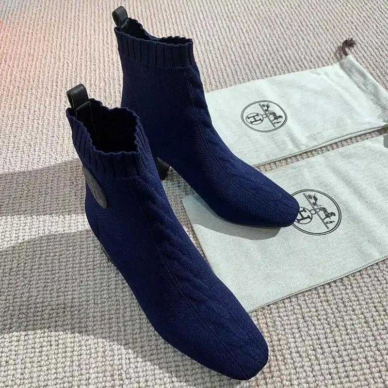 Affordable Hermes Volver 60 Ankle Boots Women Knit In Blue 0205