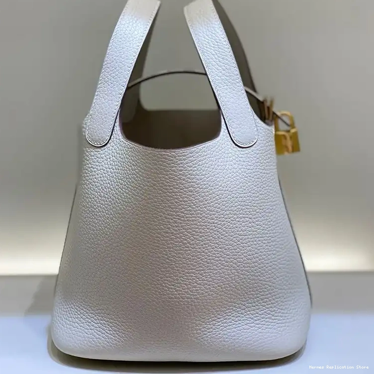 Affordable Lock Hermes Picotin Hardware Bag In Leather White Gold Clemence Palladium 0224