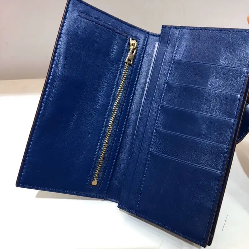 Affordable Hermes Bearn Wallet Alligator Leather Gold Hardware In Blue 0201