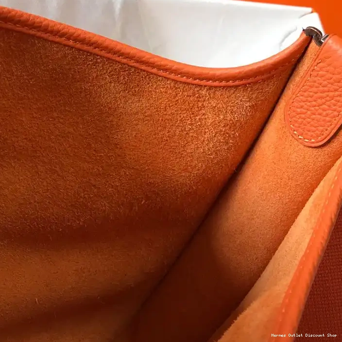 Affordable Clemence Leather Hermes Bag Hardware Palladium In Evelyne Orange 0210