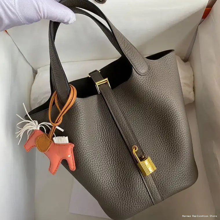 Affordable In Hardware Lock Gold Leather Clemence Hermes Bag Etain Palladium Picotin Grey 0216