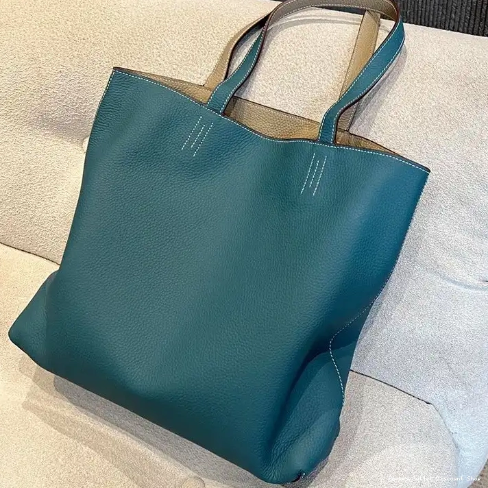 Affordable Leather Teal Grey Bag Hermes Double Sens In Clemence 0209