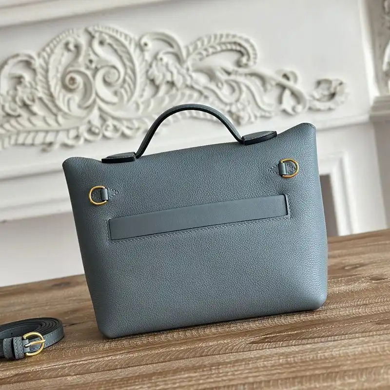 Cheap Hermes Mini 24 24 Bag Evercolor Swift Leather Gold Hardware In Sky Blue 0202