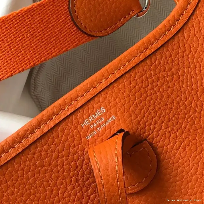 Affordable Clemence Hardware In Orange Leather Hermes Bag Palladium Evelyne Mini 0211