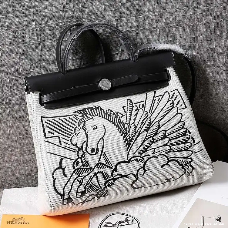 Affordable In Herbag Hardware Pegasus Hermes Black Palladium Bag Canvas 0219