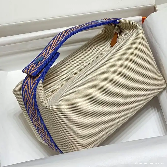 Affordable Hermes Case Trousse In Beige Bride-A-Brac Hardware Blue Canvas Palladium 0214