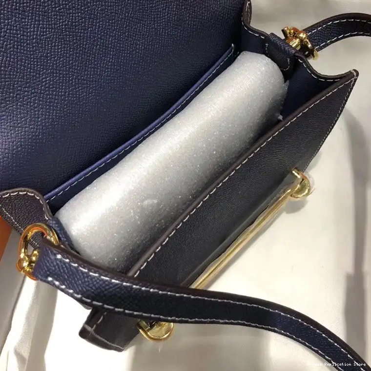 Affordable Leather Gold Epsom Roulis Bag Navy Hermes In Blue Hardware 0210