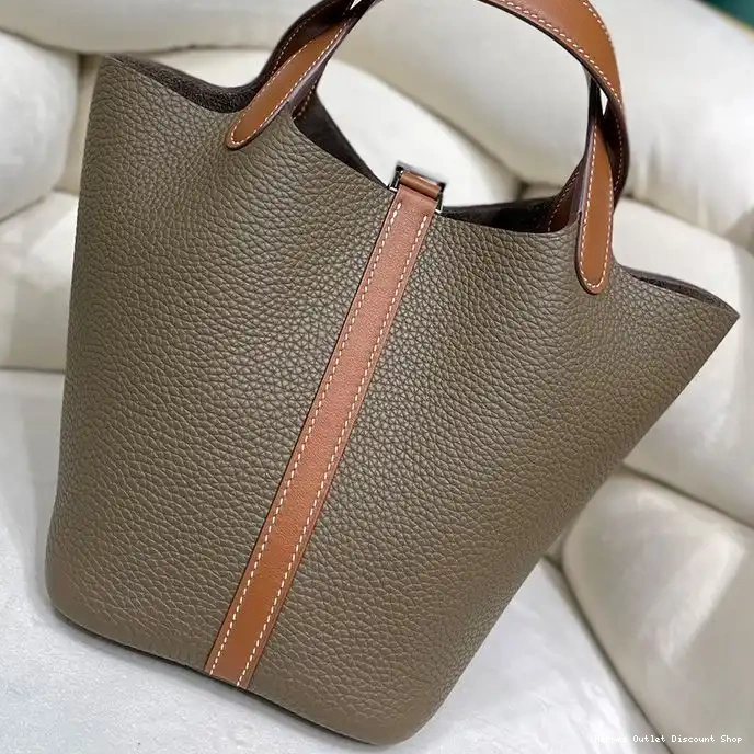 Affordable Blocking Picotin Leather Hermes Palladium In Color Clemence Bag Khaki Lock Hardware 0212