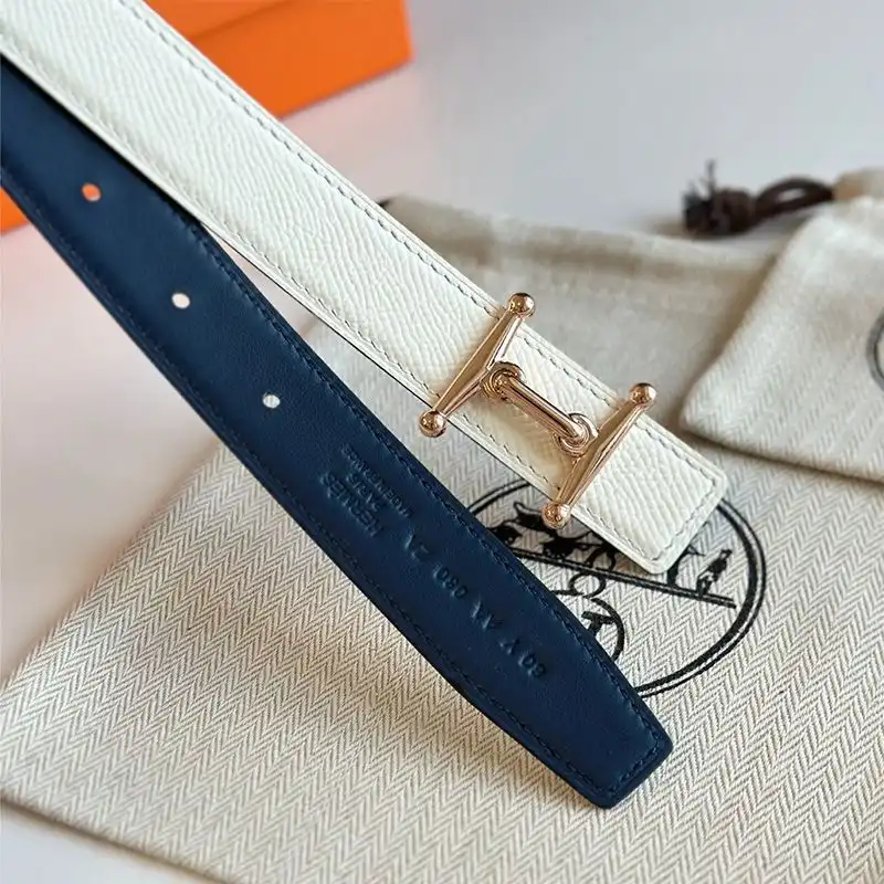 Affordable Hermes Mors H 24 Reversible Belt Leather In Blue White 0204