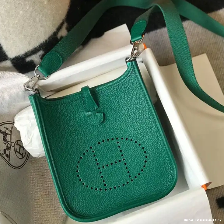 Affordable Palladium Green Hardware Evelyne Mini Bag In Leather Hermes Clemence 0223