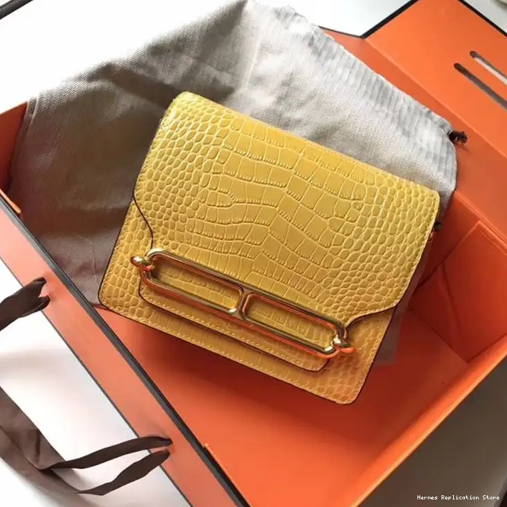 Affordable Gold Leather Hermes In Roulis Hardware Yellow Bag Alligator 0219