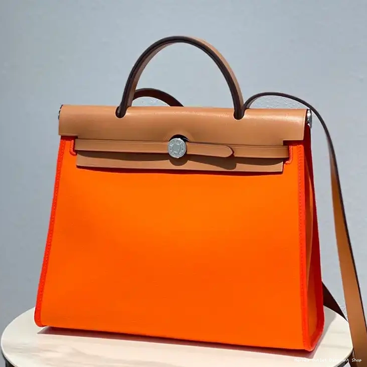 Affordable Orange Herbag Hermes Brown Palladium In Bag Hardware Canvas 0212