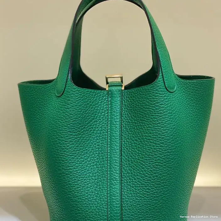 Affordable Hardware Clemence Gold Green Lock Hermes In Picotin Palladium Leather Bag 0214