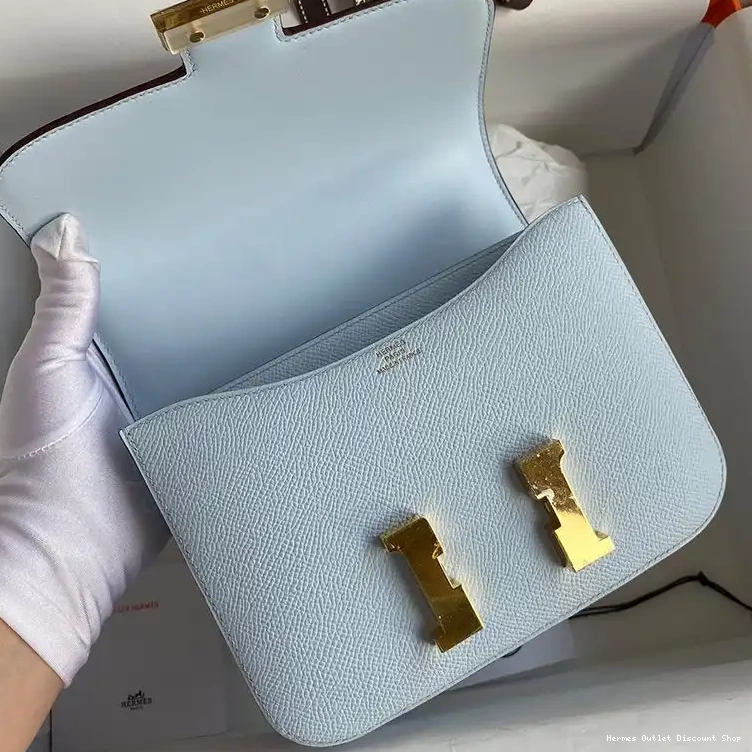 Cheap Hermes Constance In Gold Hardware Leather Blue Sky Bag Epsom 0213