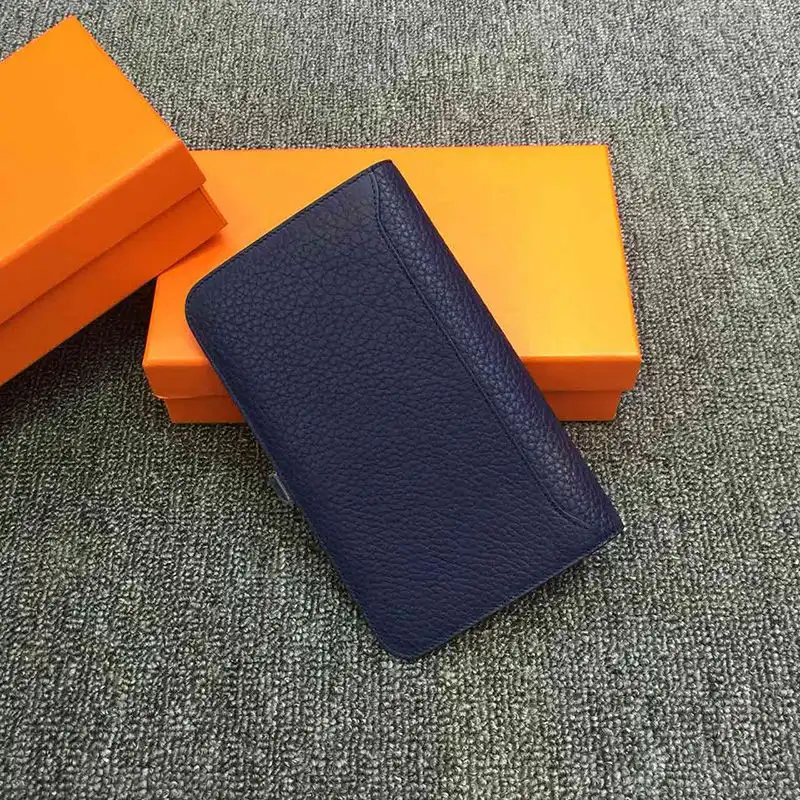 Affordable Hermes Dogon Duo Wallet Togo Leather Palladium Hardware In Navy Blue 0201