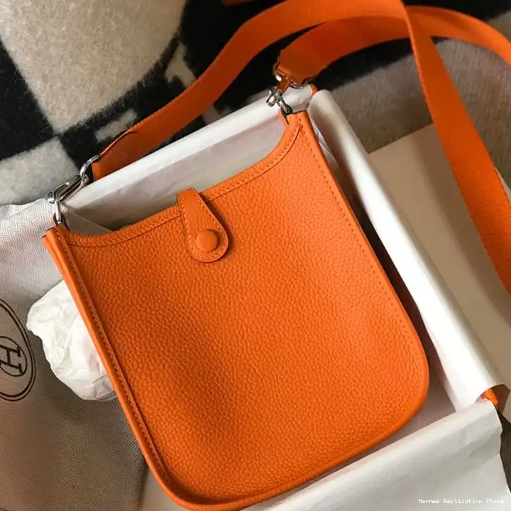 Cheap Bag Evelyne Mini Clemence Palladium In Hardware Hermes Leather Orange 0221