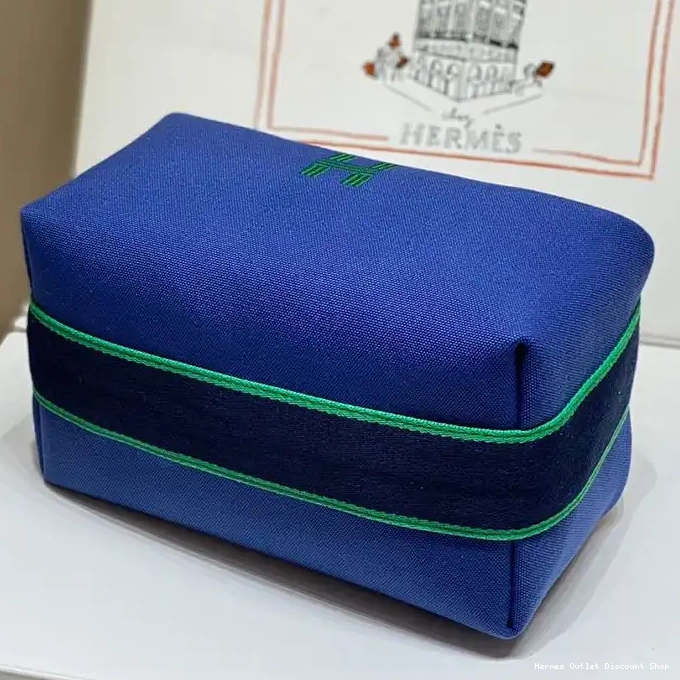 Affordable Palladium Hermes Case Bride-A-Brac In Green Blue Trousse Hardware Canvas 0211