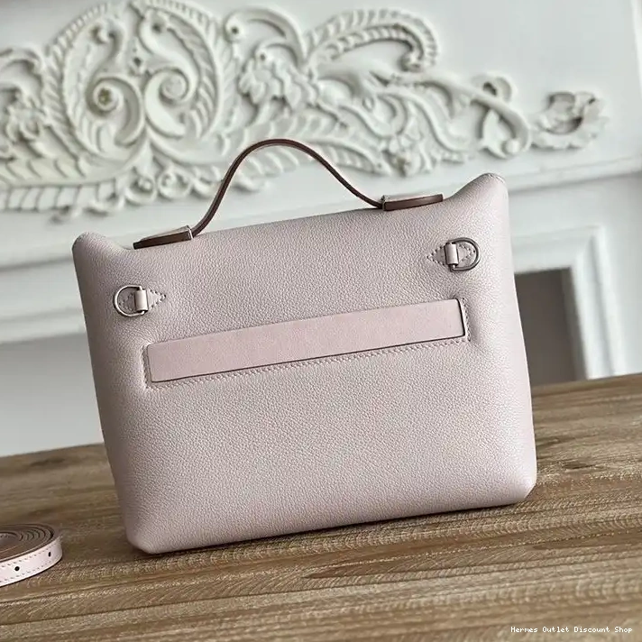 Cheap Leather Hermes In Swift Mini Pink Light Evercolor 24 Hardware Palladium Bag 24 0219