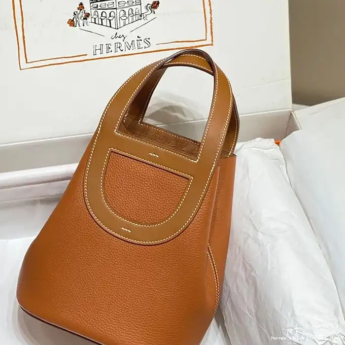 Affordable Clemence Brown Leather Gold In-The-Loop In 18 Bag Hermes Hardware 0215