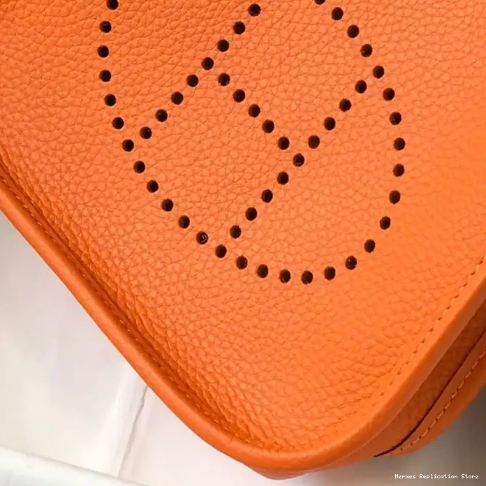 Affordable Clemence Hardware In Orange Leather Hermes Bag Palladium Evelyne Mini 0211