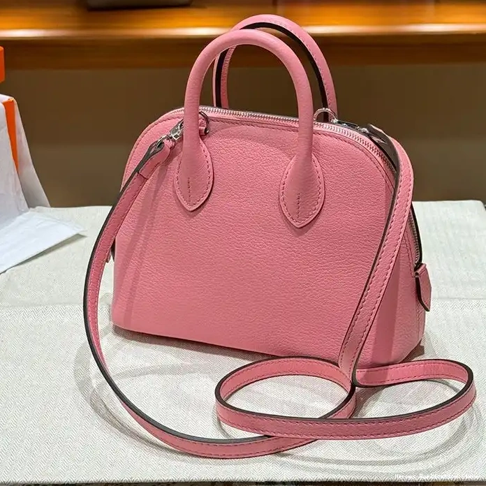 Cheap Mini Palladium Bag Pink Leather Hardware In Bolide Hermes Chevre 0212